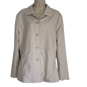GAP Perfect Light Tan Khaki Rain Jacket Women’s Size Large Minimalist Neutral